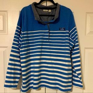 LL Bean striped blue rugby half button up size 3X
